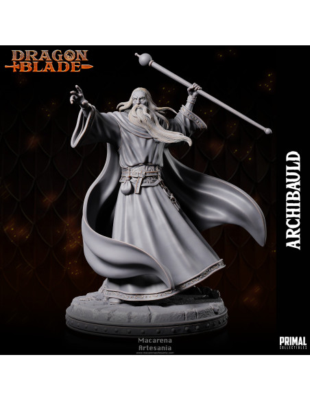 Miniatura de mago para D&D y juegos de rol medieval fantasy.