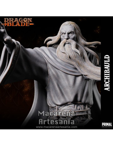 Figura de mago Archibauld de Primal Collectibles en resina premium.