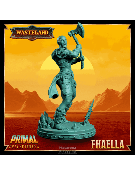 Figura femenina fantasy estilo Wasteland impresa en alta calidad