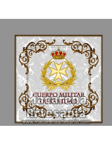 Azulejo cuadrado con emblema del Cuerpo Militar de Sanidad, solo en venta en nuestra tienda online.