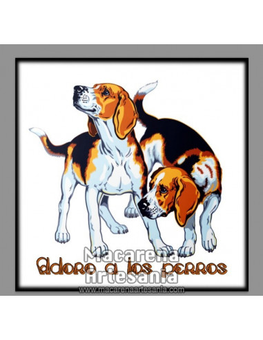 Azulejo cuadrado tipo decoración vintage con el lema Adoro a los Perros. Solo en venta en nuestra tienda online.