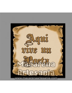 Azulejo cuadrado para regalo al poeta y el texto "Aqui vive un Poeta" solo en venta en nuestra tienda online.