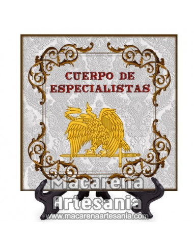 Azulejo cuadrado con el emblema del Cuerpo de Especialistas. Solo disponible en nuestra tienda online.