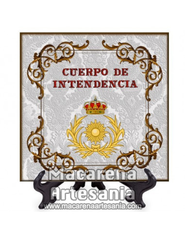 Azulejo cuadrado con emblema del Cuerpo de Intendencia. Solo disponible en nuestra tienda online.