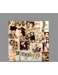 Azulejo cuadrado estilo vintage-retro con motivos cinematograficos, solo en venta en nuestra tienda online.