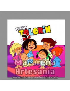 Azulejo cuadrado de estilo vintage con la Familia Telerín, solo en venta en nuestra tienda online.