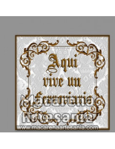 Azulejo cuadrado ideal para regalar a un Ferroviario con el texto "Aqui vive un Ferroviario" en venta en nuestra tienda.