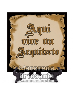 Azulejo ideal para regalar a un Arquitecto con el texto "Aqui vive un Arquitecto" en venta en nuestra tienda.