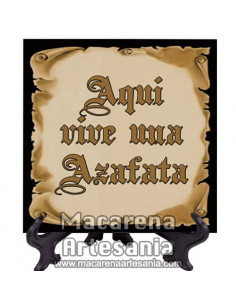 Ideal para regalar a la Azafata, Azulejo con el texto "Aqui vive una Azafata" en venta en nuestra tienda.