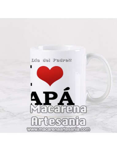Taza ideal para regalo del padre de cerámica con el texto " I love Papá" en venta en nuestra tienda de regalos personalizados