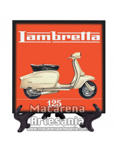 Azulejo cuadrado estilo vintage con Lambretta 125, en venta en nuestra tienda online.