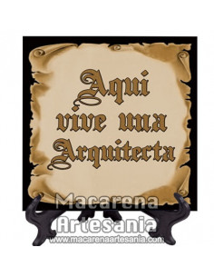 Azulejo ideal para regalar a una Arquitecta con el texto "Aqui vive una Arquitecta" en venta en nuestra tienda.