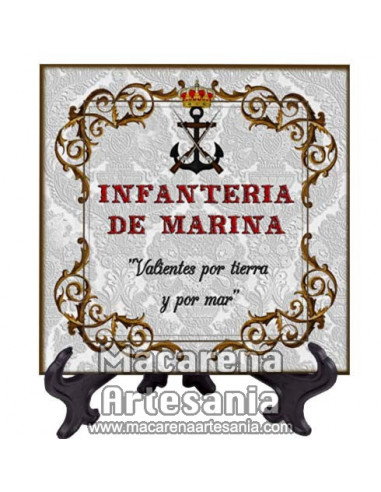 Azulejo cuadrado de la Infanteria de Marina con lema. Solo disponible en nuestra tienda online.