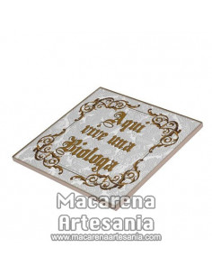 Azulejo cuadrado ideal para regalar a una Biologa con el texto "Aqui vive una Biologa" en venta en nuestra tienda.