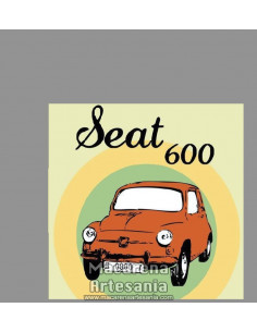 Azulejo cuadrado estilo vintage con el Seat 600 D , en venta en nuestra tienda online.