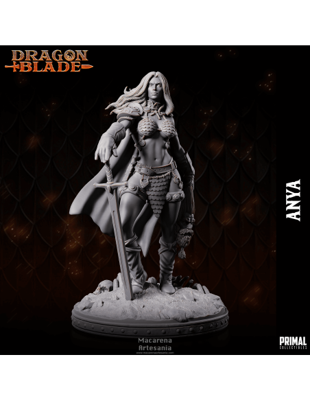 Miniatura Anya Bárbara Humana Primal Collectibles en resina premium, escala 32 mm o 75 mm, alta calidad.